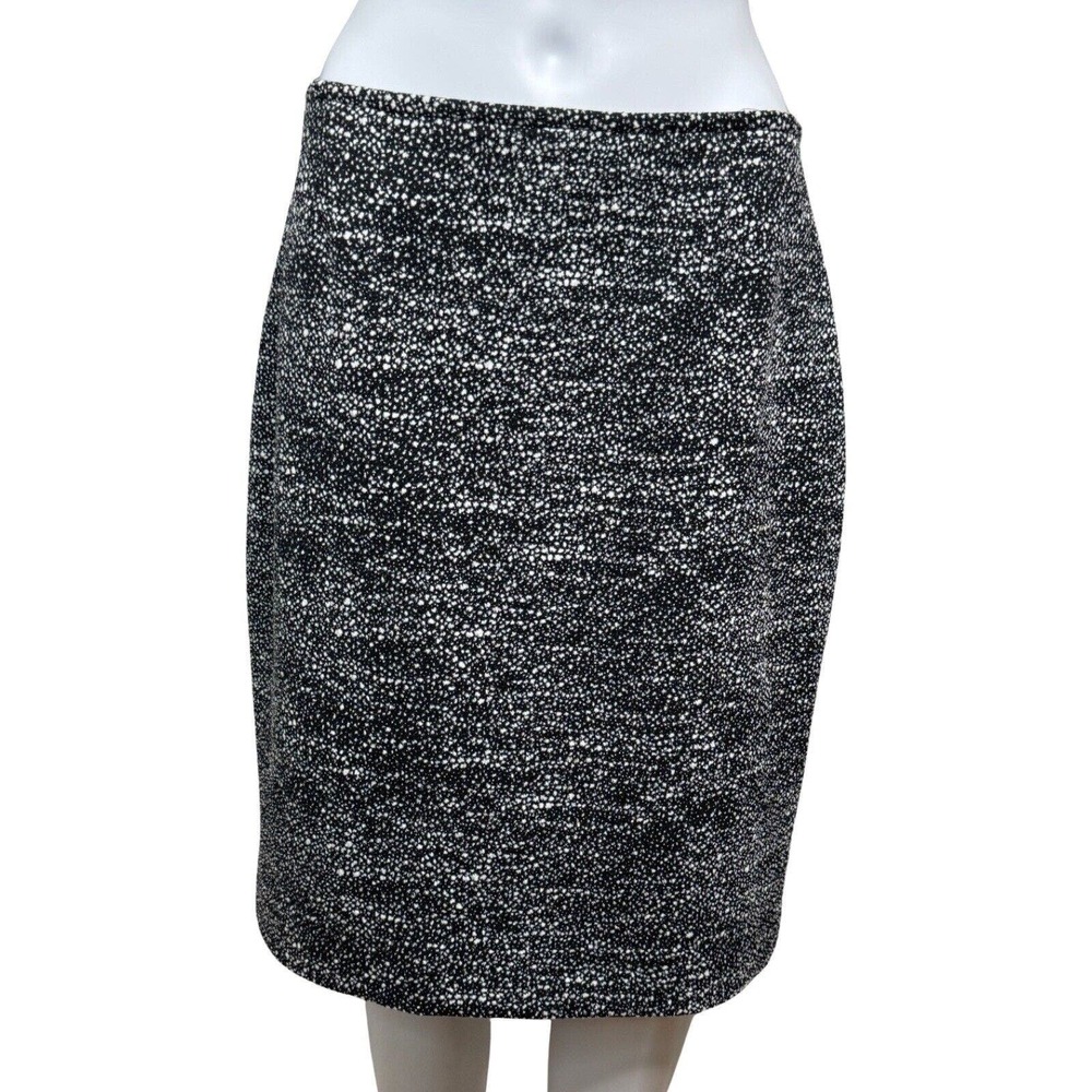 Tahari Skirt Womens 8 Black White Marled Pencil Casual Business Office Preppy